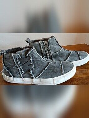 Women's Frayed High-Top Sneakers - Gray No Size Shown Check Measurements